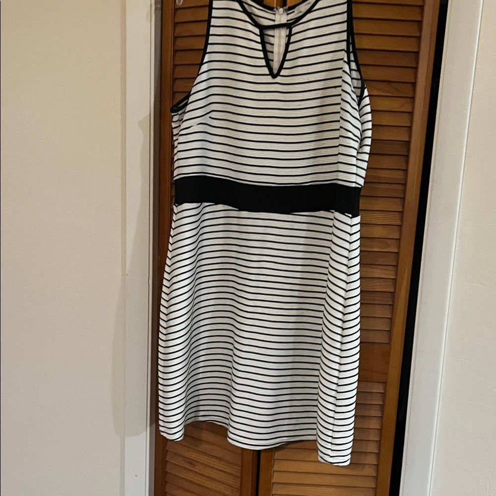 Maurices Black & White Striped Sleeveless Fit-and-Flare Dress